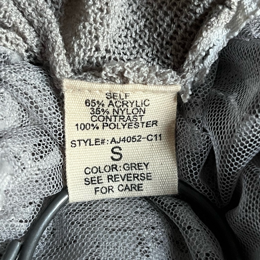 A'Reve Light Gray Ruffle and Lace Cardigan - Picture 8 of 9